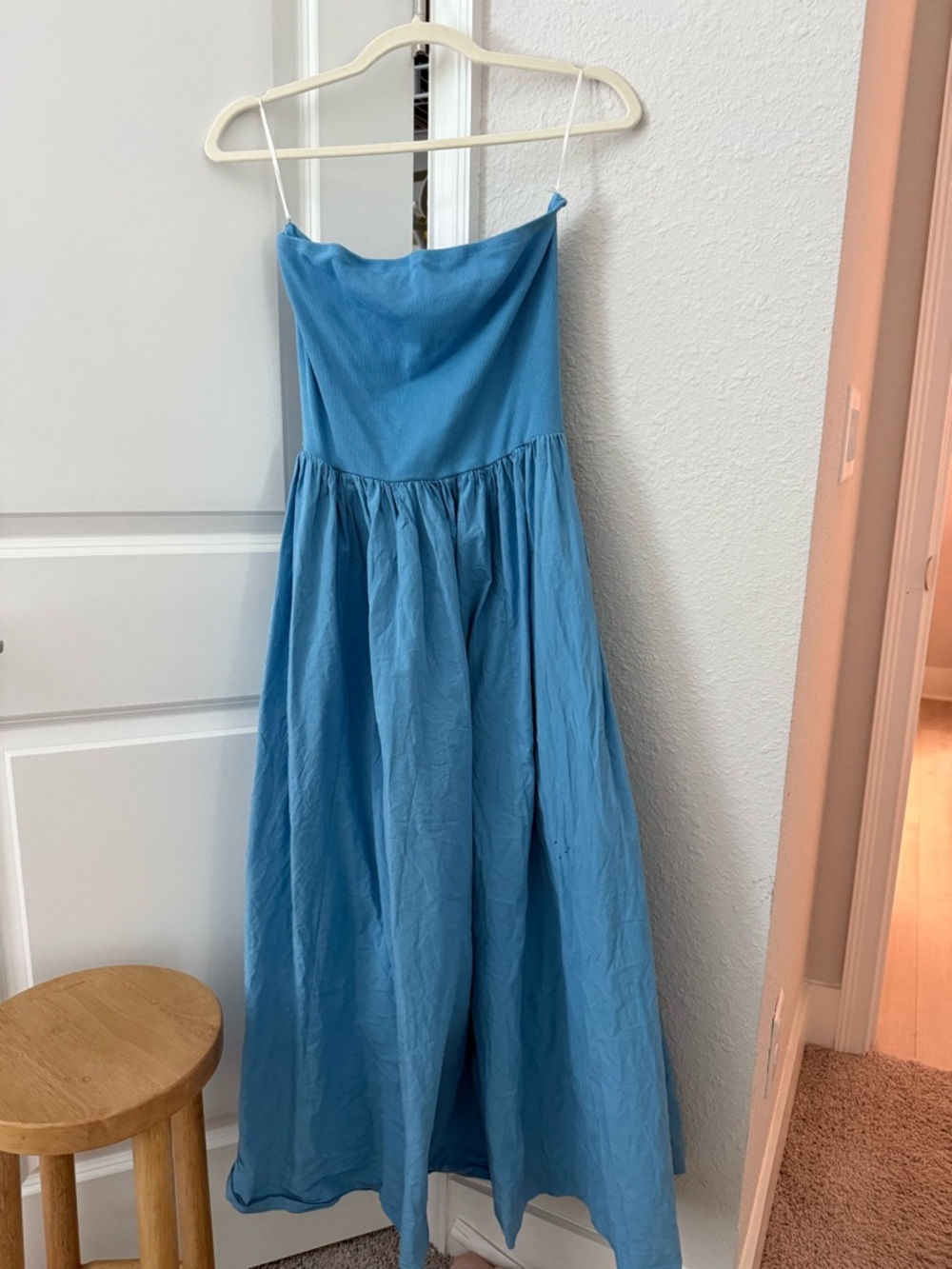 Blue Strapless Maxi Dress